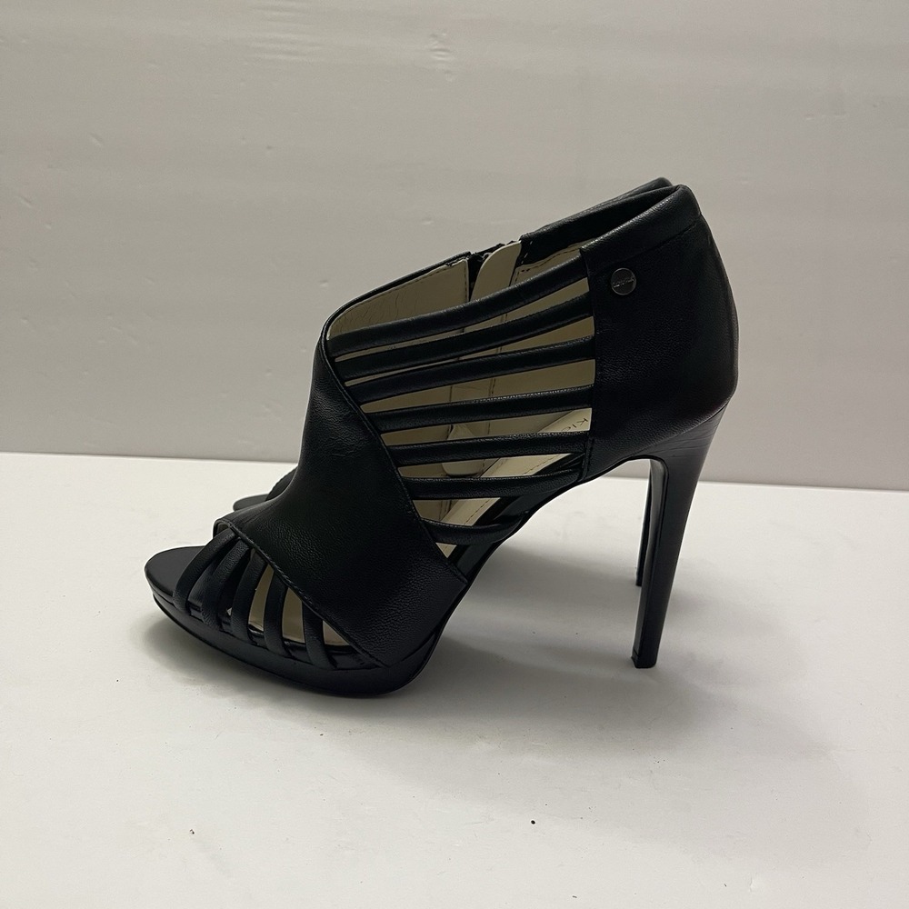 Calvin Klein Laraine Burnished Nappa High Heels Open Toe Black Women's Size 8M - Picture 4 of 9